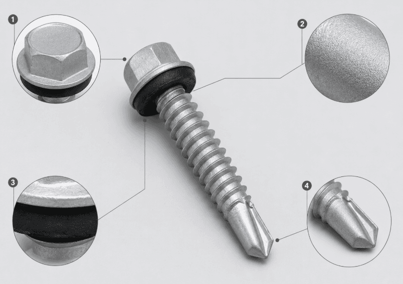 304 Stainless Steel Hex Washer Head Self-Drilling Screws 304 Stainless Steel Hex Washer Head Self-Drilling Screws